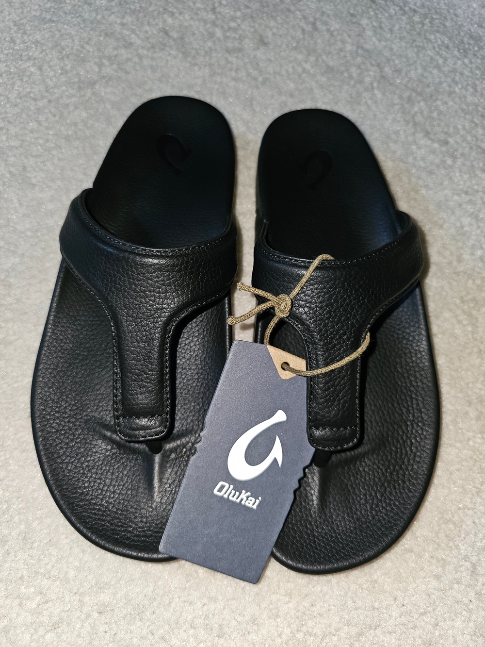 OluKai Kipe A Lipi Black Pebbled Leather Women's Sandals